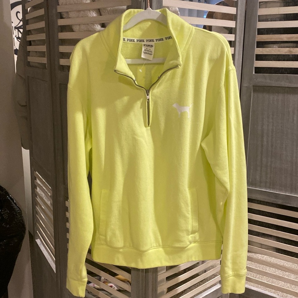 Brand new size med lime green pink 3/4 zip